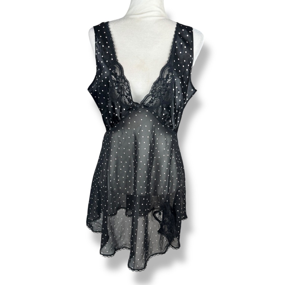 Sheer Polka Dot Babydoll Dress Womens Size XL Lingerie Boudoir Volup Vintage